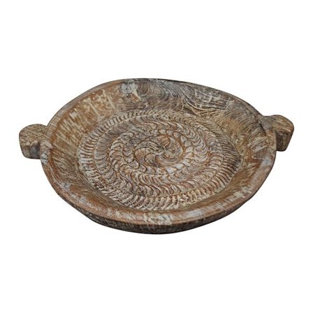 Dekorativt træbakke med håndtag, 55x44x8 cm, brun