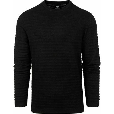 Petrol Round-neck Strik Sort, Herre Strik