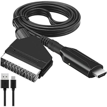 SCART till HDMI-adapter, SCART till HDMI-omvandlare med HDMI-kabel för 720P/1080P Full HD TV, Ljud och Video för Blu-ray DVD-spelare STB VHS Xbox PS3