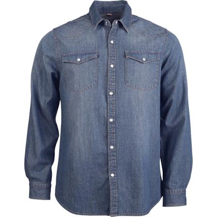 Kariban Herr Långärmad Casual Denimskjorta 2XL Blå Jeans Blue Jean 2XL