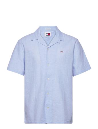 Tjm Linen Blend Camp Shirt Ext Blue Tommy Jeans