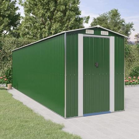 Vidaxl Trädgårdsskjul Grön 192x689x223 Cm Galvaniserat Stål Grön