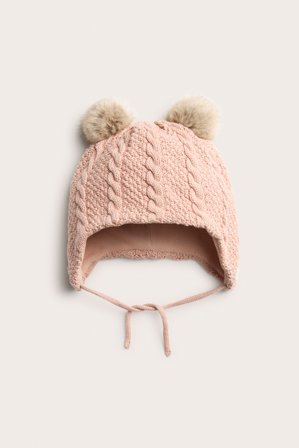 Newbie | Fodrad mössa med knytband Rosa 44/46 | Rosa