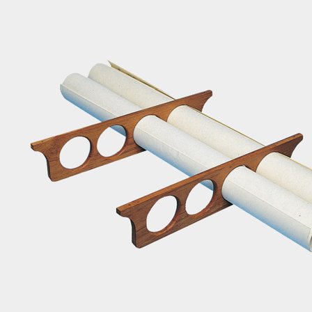Supports en teck pour cartes marines Roca, 43 x 9 cm, trou Ø7 cm, pour 4 cartes, 2 parties