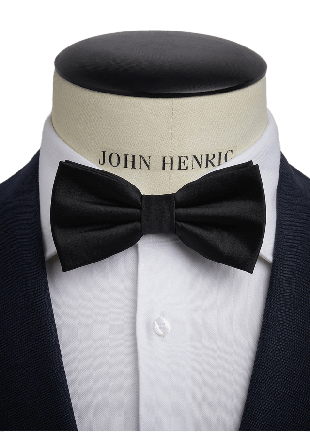 John Henric Bow Tie Plain Pre Tied Kostymtillbehör Herr Svart ONESIZE