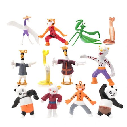 12 stk Kung Fu Dyrefigurer PVC Tegneserie Figurer Modell Statue Samleleke Skrivebordsdekorasjon Animerte Filmfans Barn[CO]