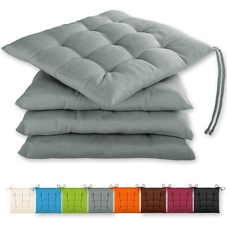 Set med 4 sitteputer 40x40x3cm med festebånd