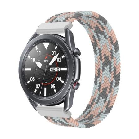 Samsung Galaxy Watch 3 (45 mm) elastisk nylon-urrem - Lyserød / Hvid / Grå Størrelse: M Multicolor