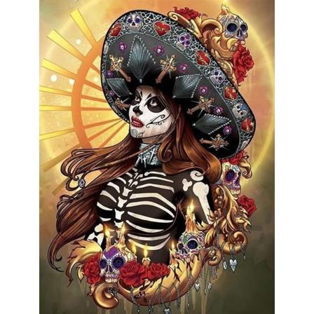 30x40cm 5D DIY Timanttimaalaussetti, Kauneus Luuranko Timantti Pa