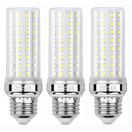 3 stk 20W LED Maislys, tilsvarer 150W glødepære, 2300lm, 4000K nøytral hvit, E27 Edison skrue lyspærer