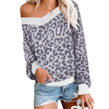 Kvinnor Geometrisk Lovely Trend Lantern Sleeve Summer C V-neck Shi