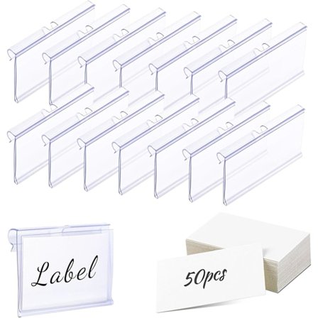50 stk Klare Plast Etikett Holdere for Wire Hylle Detaljhandel Pris Etikett, Kurv Etiketter Klipp På Etiketter, Varemerke Skilt Display Holder for 
