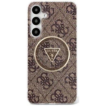 Guess Galaxy S25 Mobilskal MagSafe 4G Glitter Triangle Buttons - Brun