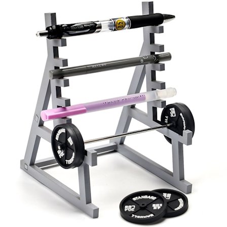 Pen Holder Squat Rack, Mini Squat Rack med håndvægte, Ornamenter Squat Rack med håndvægte, Multifunktionel skrivebordsblyantholder til 