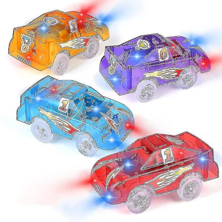 4 Pakk Utbyttingssporbiler Lys Opp Lekebil Racingbiler Med 5 Led Blinkende Ruikalucky