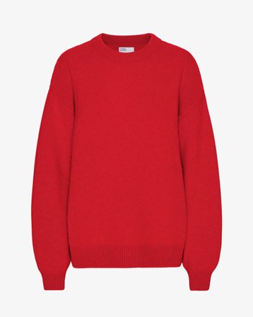 Oversized Merino Wool Crew - Scarlet Red