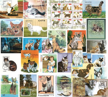 Katte - 37 miniark - Stemplet