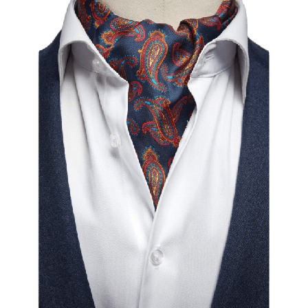 John Henric Silk Single Pointed Ascot Paisley Kostymtillbehör Herr Blå ONESIZE