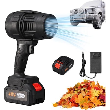 Kannettava Pölynimuri, Johdoton Lehtipuhallin, Kädessä Pidettävä Jet-kuivainpuhallin, Pation Siivoukseen, Retkeilyyn (Musta)