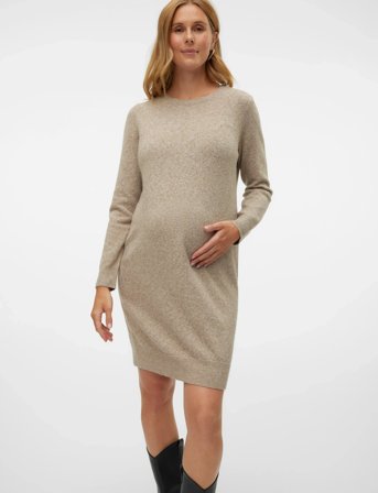 Vero Moda Maternity Vmmdoffy Ls O-Neck Dress Ga Noos - Brown - XS