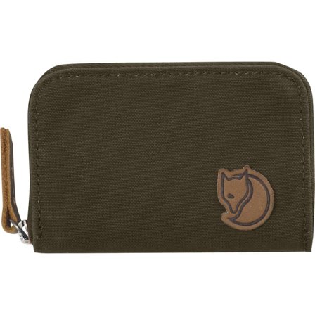 Fjällräven Zip Card Holder Bag in Dark Olive, G-1000/Leather