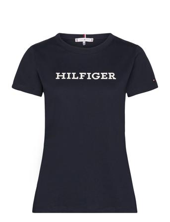 Slim Monotype Print C-Nk Ss T-shirts & Tops Short-sleeved Marineblå Tommy Hilfiger*Betinget Tilbud