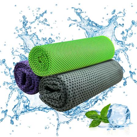3 Svala Halsdukar, Snabbtorkande Fitness, Omedelbar Lindring, Mikrofiber Isdukar, för Träning och Fler Aktiviteter, Grön-Lila-Grå