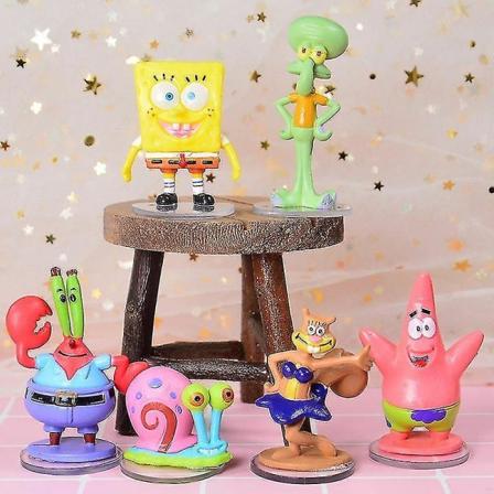 6 stk/sett Spongebob Firkant Patrick Star Squidward Tentacles Pvc Figur Leke