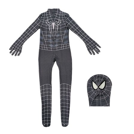 Spider-Man ungdom Halloween-kostyme, polstret jumpsuit med maske Svart