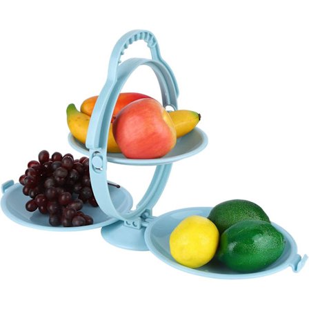 Multi-lags sammenleggbar fruktfat, sammenleggbar fruktfat snacks kake dessert displaystativ kjøkkenutstyr, blå