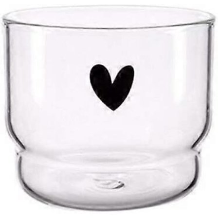 300ml Kärlek/Smiley Vegg Glasskopp Melk Kaffe Hjerte Kopper Varmebestandig Sunn Drikke Krus Te Kopper Transparent Drikkeglass (Kärlek)