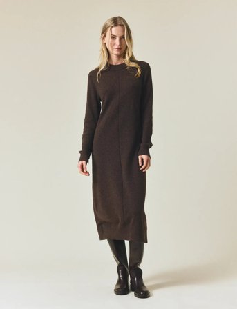 Lexington Clothing Straight Fit Midi Knitted Dress - Brown - XL