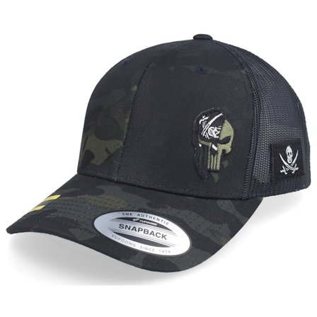 Army Head - Camo trucker Kasket - Pirate Army Skull Multicam Black Trucker @ Hatstore