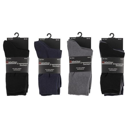 Diabetes-strømper 39-42 3-pak