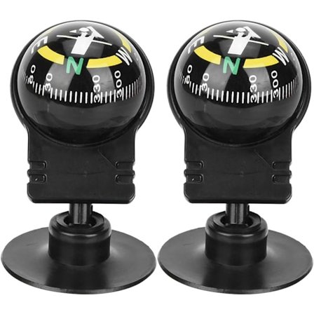 Fordonets kulkompass, 2 stycken bärbar bilkompass guide kul sugkopp minikompass
