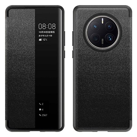 För Huawei Mate 50 Pro 4G Fönsterdesign Auto Wake and Sleep Flip Cover +TPU+Akryl Telefonfodral