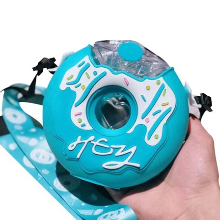 Värikäs donitsin muotoinen kannettava vesipullo taaperoille 380 ml hihnalla