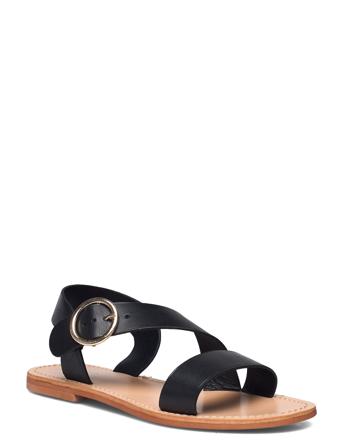 498-Wablo Cuir Shoes Summer Shoes Flat Sandals Svart Jonak Paris