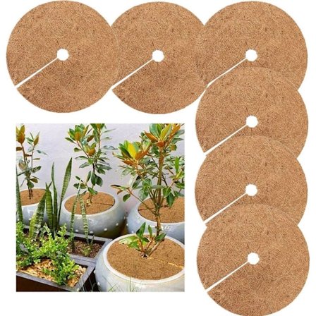 6 Stykker Mulchskive, Vinterbeskyttelse for Potteplanter, Plantebeskyttelsesmatte, Biologisk Nedbrytbare Kokosmatter for Hagearbeid, 20cm