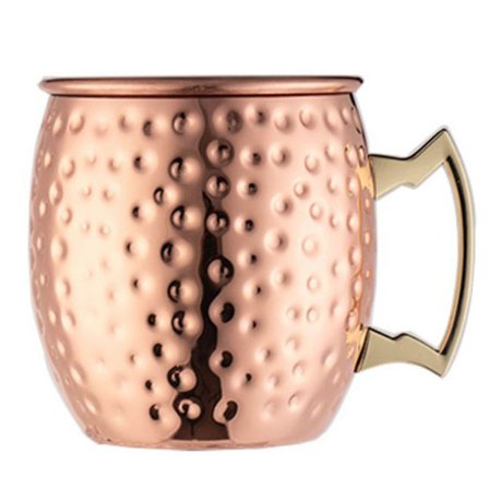 2 stk. 530ML Kobberbelagt Rustfritt Stål Hamret Punkt Krus for Cocktail