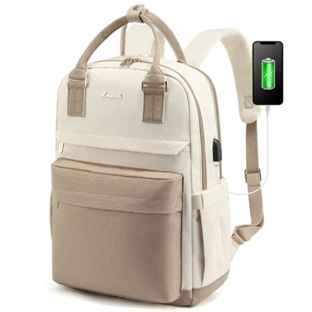 Rygsæk til kvinder, laptop rygsæk, skoletaske til piger, teenagere med USB-opladningsport og laptop-rum, vandtæt skoletaske