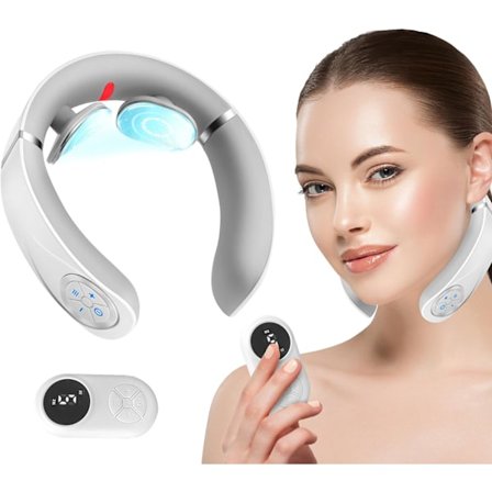 Nackmassage med värme, bärbar nackmassage för att lindra trötthet, elektrisk pulsnackmassage med värme, present till familj och vänner