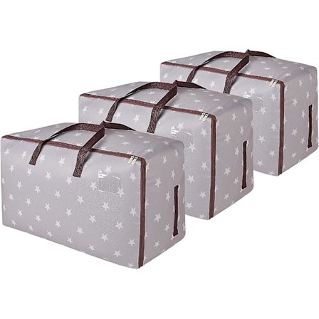 3-osainen 105 litran suuri säilytyslaukku, kangasvaatesäkki, paksu ultrasuuri sängynaluslaukku, kosteudenkestävä (harmaa, 3 pakkausta)