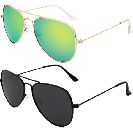 Solglasögon Polariserad Metallspegel (svart Grå + Guldgrön)