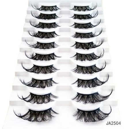 Halvfransar Naturligt utseende Wispy Cat-Eye Fransar 3D lösögonfransar Fluffiga-Mjuka 10 Par syntetiska fibrer falska fransar set