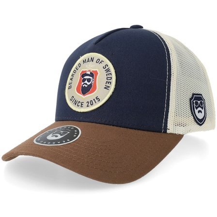 Bearded Man - Blå trucker Caps - Bm Of Sweden Navy/Stone A-frame Trucker @ Hatstore