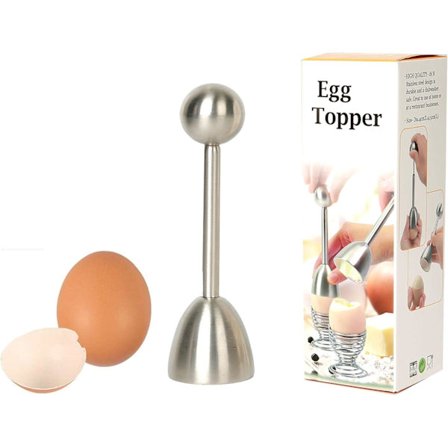 Æggeskalskærer i rustfrit stål, cm, til hård/blødkogte æg, leveres med ekstra køkkentilbehør