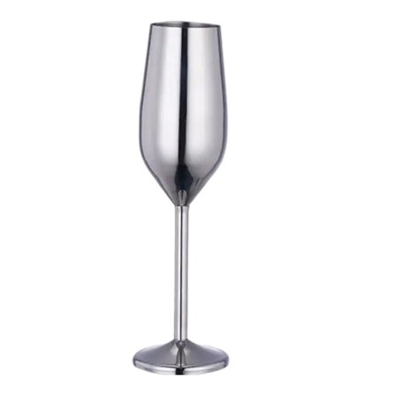 Metal Vinglassæt, Ubrydelig Champagne Tumbler, Fødevaregodkendte Champagnefløjter i Rustfrit Stål med Bred og Flad Bund, Poleret Glat Kant