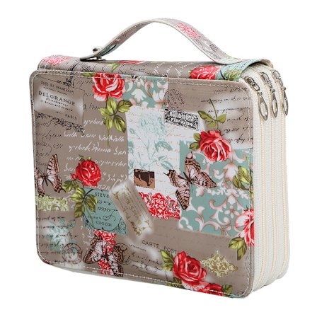 121 rum Stor Penalhus med Lynlås til Farve-/Akvarelblyanter - Oxford Penalhus Brun