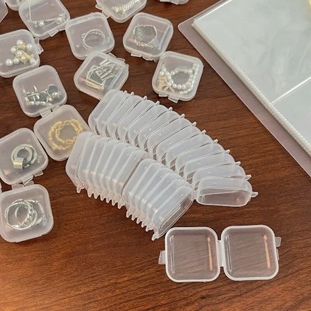 40 bitar Mini Klar Plast Förvaring Låda Smycken Förvaring Följe Transparent Förvaring Arrangör